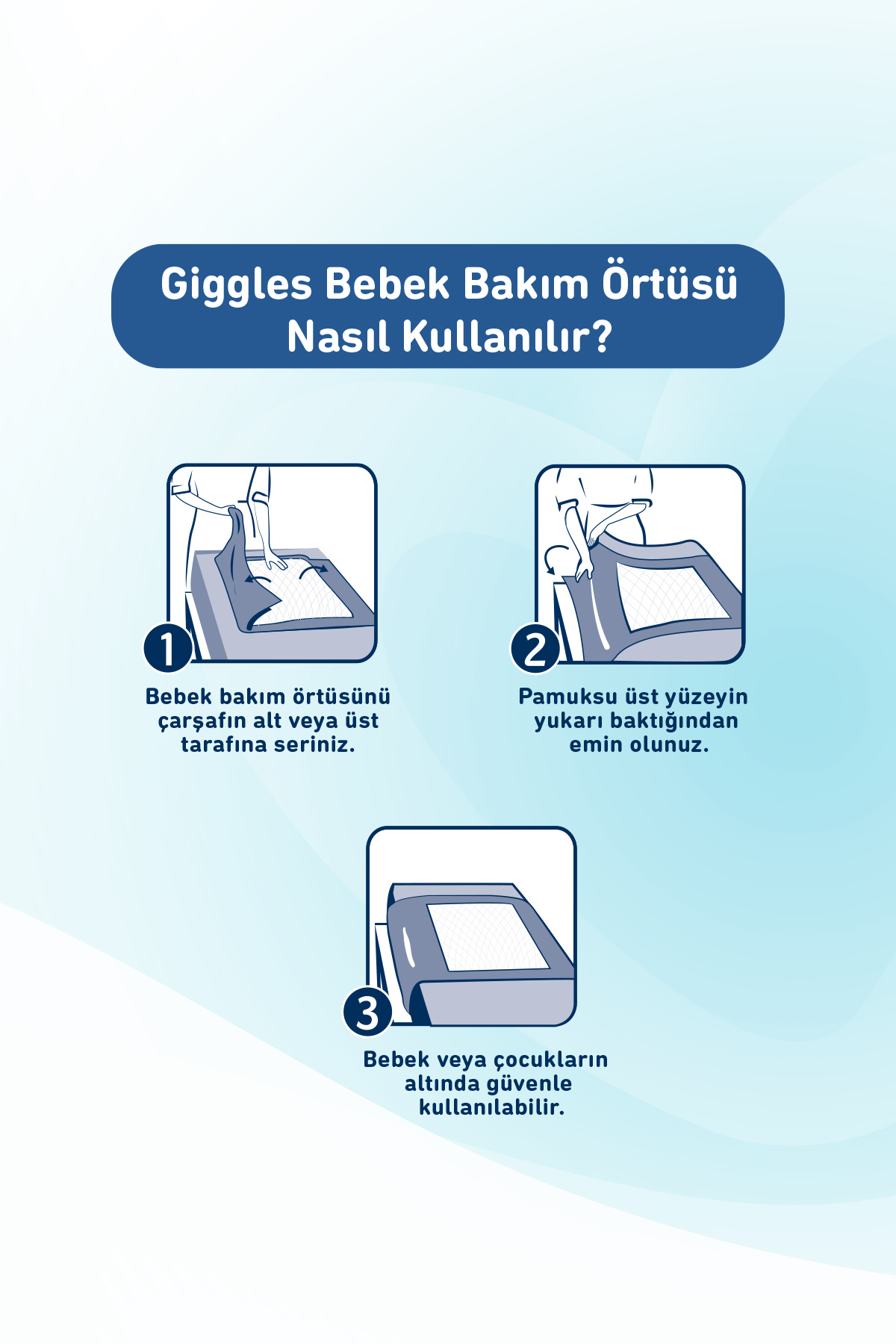 Giggles Bebek Bakım Örtüsü 60x60  Alt Açma Bezi 2 paket (20 adet)